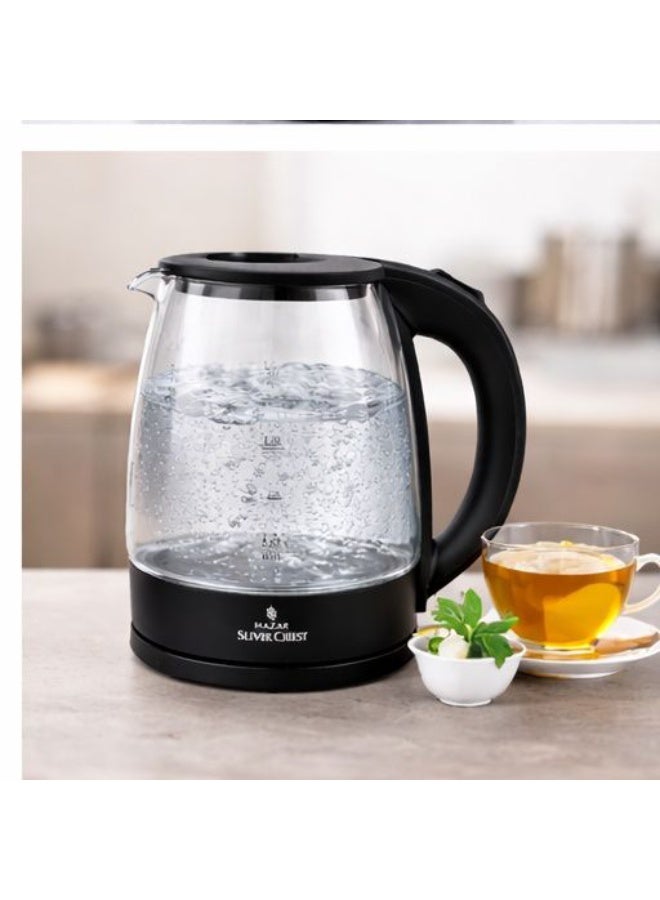 SILVER CREST Electric Glass Kettle Black Color Large Capacity Water Kettle with Water Level Indicator for Daily Use - Image 4